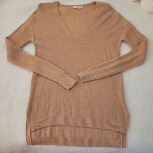 Madewell V-Neck Tan Sweater Size S Merino Wool Blend